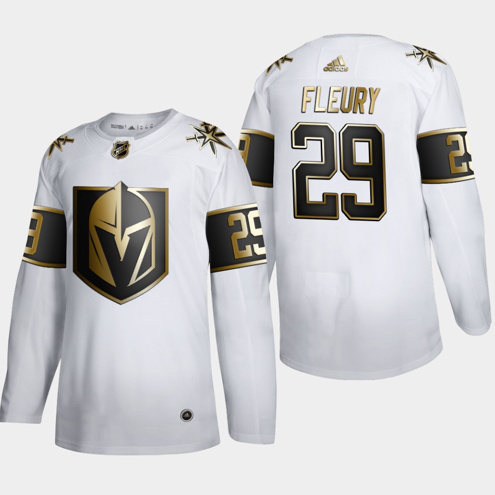 Men Vegas Golden Knights #29 Marc-Andre Fleury Adidas White Golden Edition Limited Stitched NHL Jersey